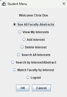 RIT Collaboration System Student Portal Menu